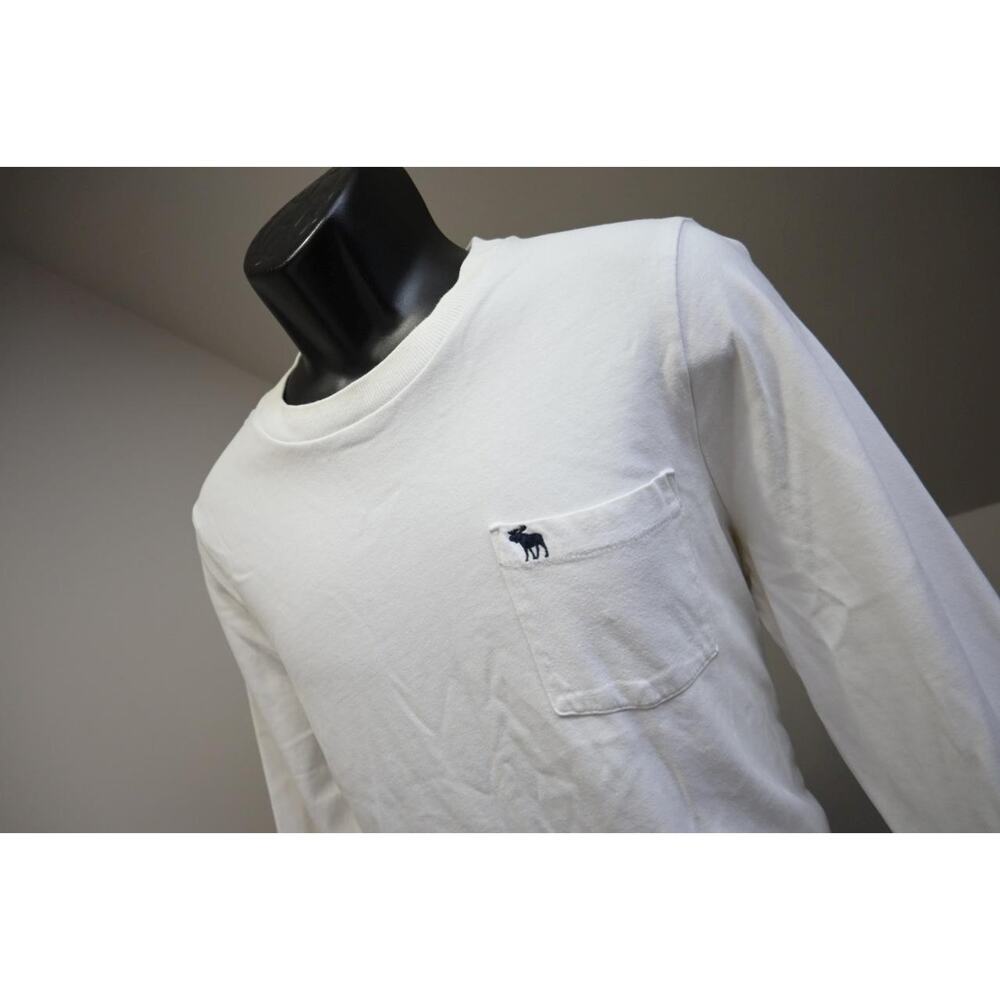 Abercrombie & Fitch Muscle Fit Tee Shirt Long Sleeve White Boys Size‎ 2XL XXL